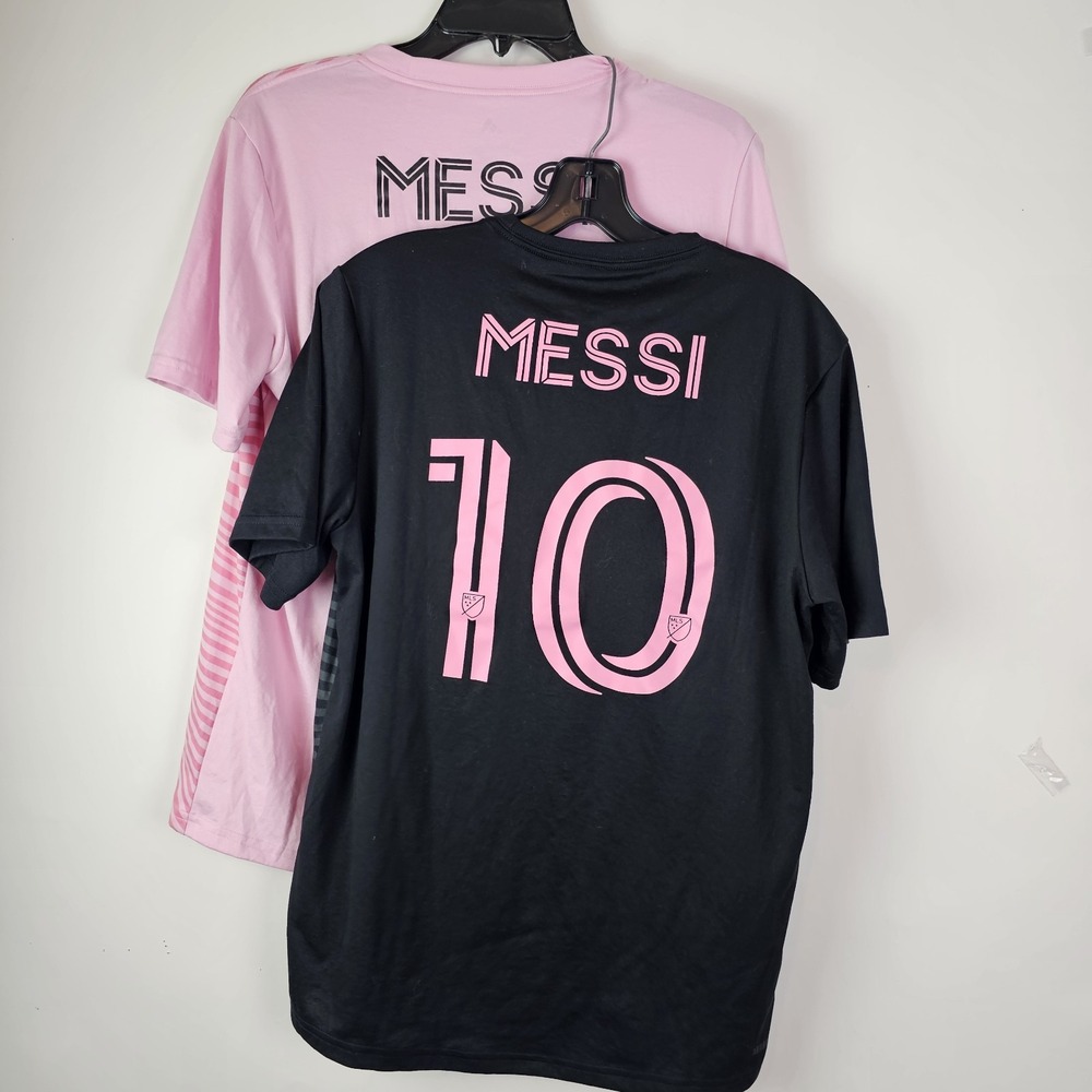 Adidas Miami CF Lionel Messi #10 Youth Small Lot 2 Soccer T-Shirt Black Pink Tee